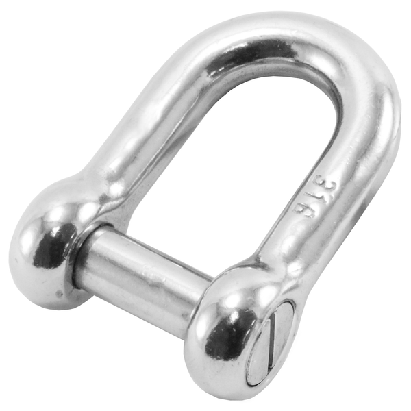 D Shackle Type 316, Flat Pin (Model 1704)